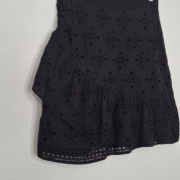 Express Embroidered Eyelet Skirt Sz 6 Mini 100% Cotton Ruffle Cottagecore Boho - Picture 8 of 15